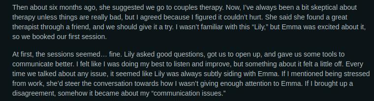 fake couples therapist