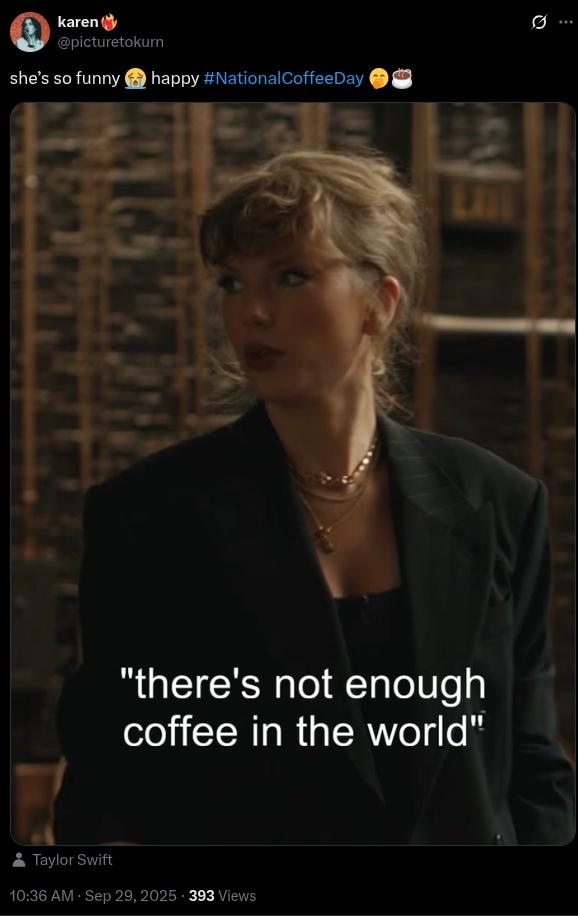 Taylor Swift talking about coffee.