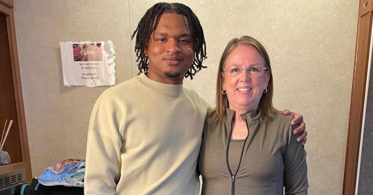 Wanda Dench, aka Thanksgiving Grandma, with Jamal Hinton.