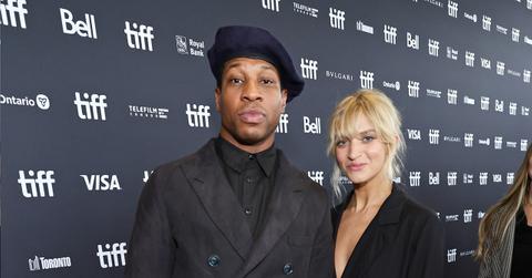 Jonathan Majors and Grace Jabbari at the "Devotion" Premiere at Cinesphere on Sept. 12, 2022