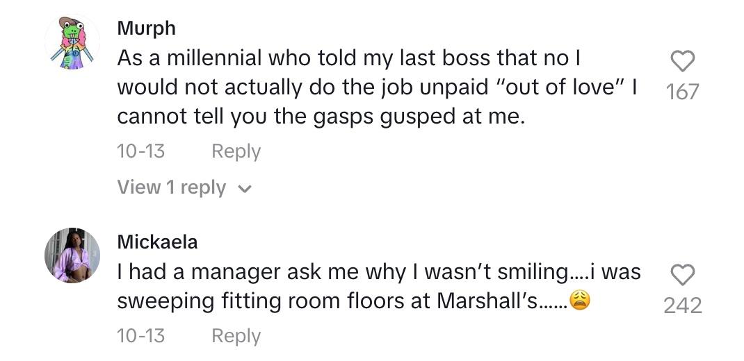 Commenters share frustrations about past jobs