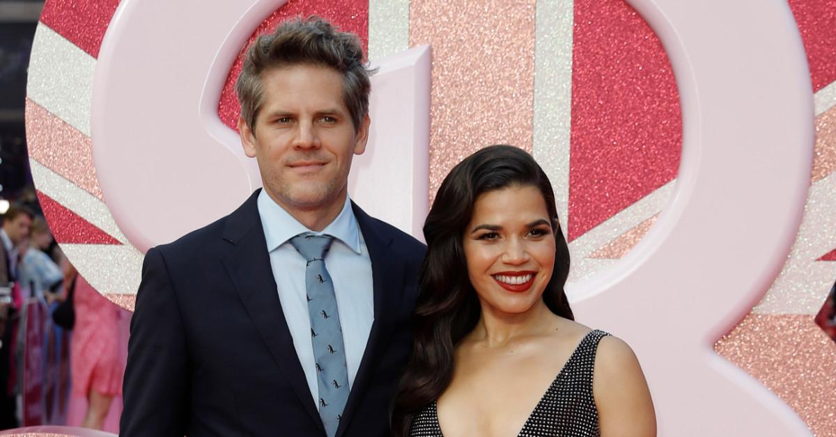 Ryan Piers Williams and America Ferrera attend the "Barbie" European Premiere at Cineworld Leicester Square on July 12, 2023