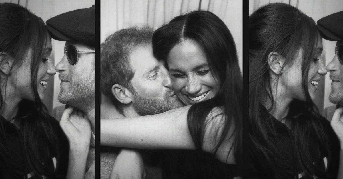 Prince Harry and Meghan Markle in a photobooth from their documentary 'Harry & Meghan.'