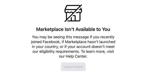 The Marketplace error message