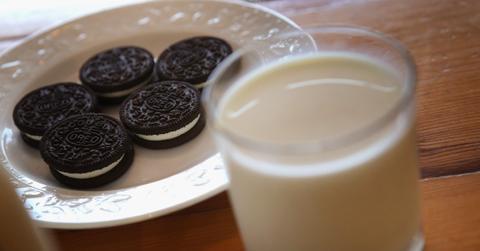 Oreo cookies and milk