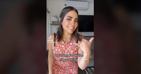 TikTok user discussing the 'elbow thing.'