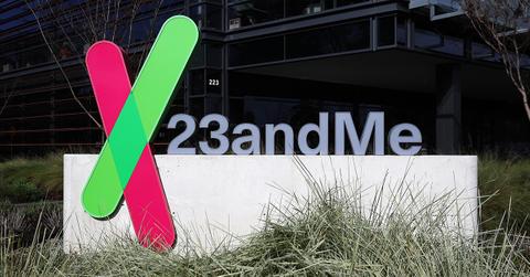 23andMe sign outside of their headquarters.