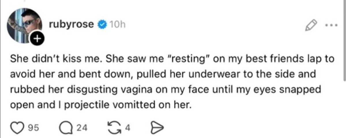 Another one of Ruby Rose’s posts from Threads.