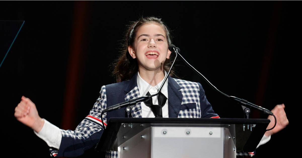 abby ryder fortson giving a speech at cinemacon 2022