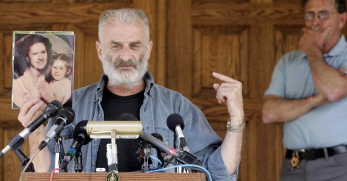 Randy Weaver from Ruby Ridge holds a photo of his wife and daughter