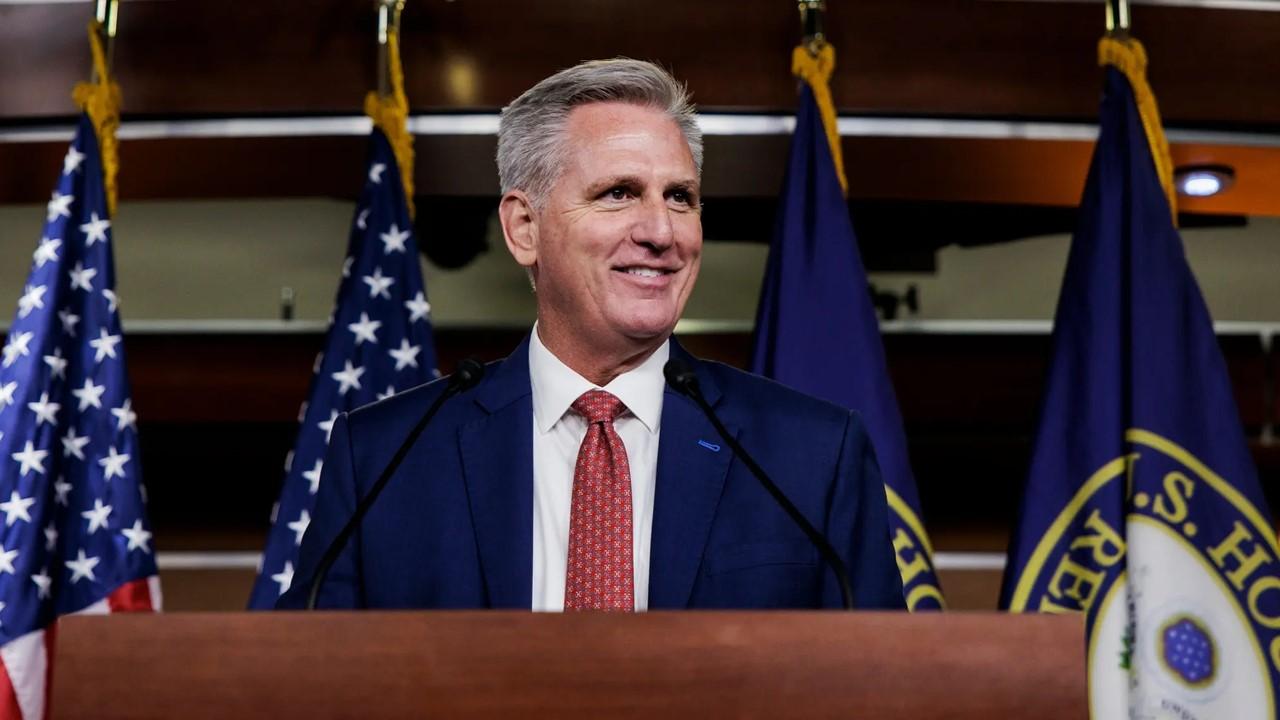  House Minority Leader Kevin McCarthy during his weekly news conference on Oct. 28, 2021