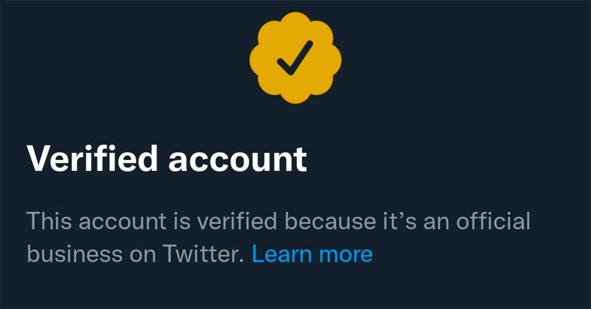 Yellow checkmark on Twitter