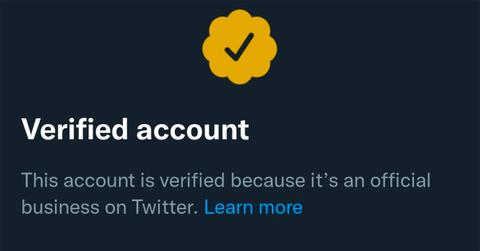 Yellow checkmark on Twitter