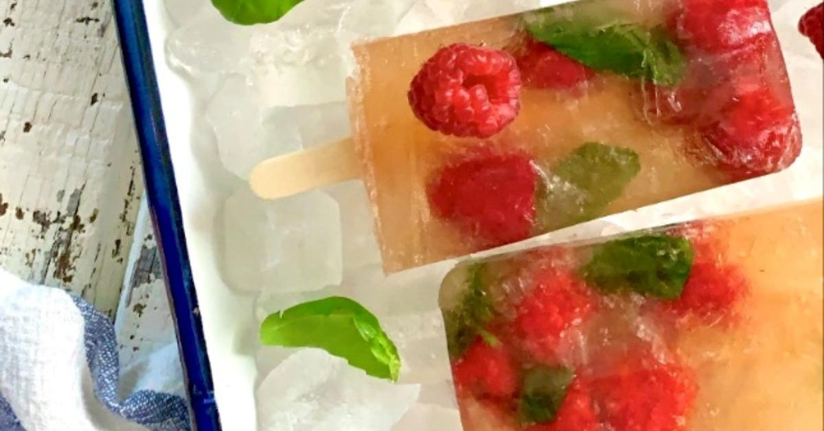 spiked raspberry basil popsicles