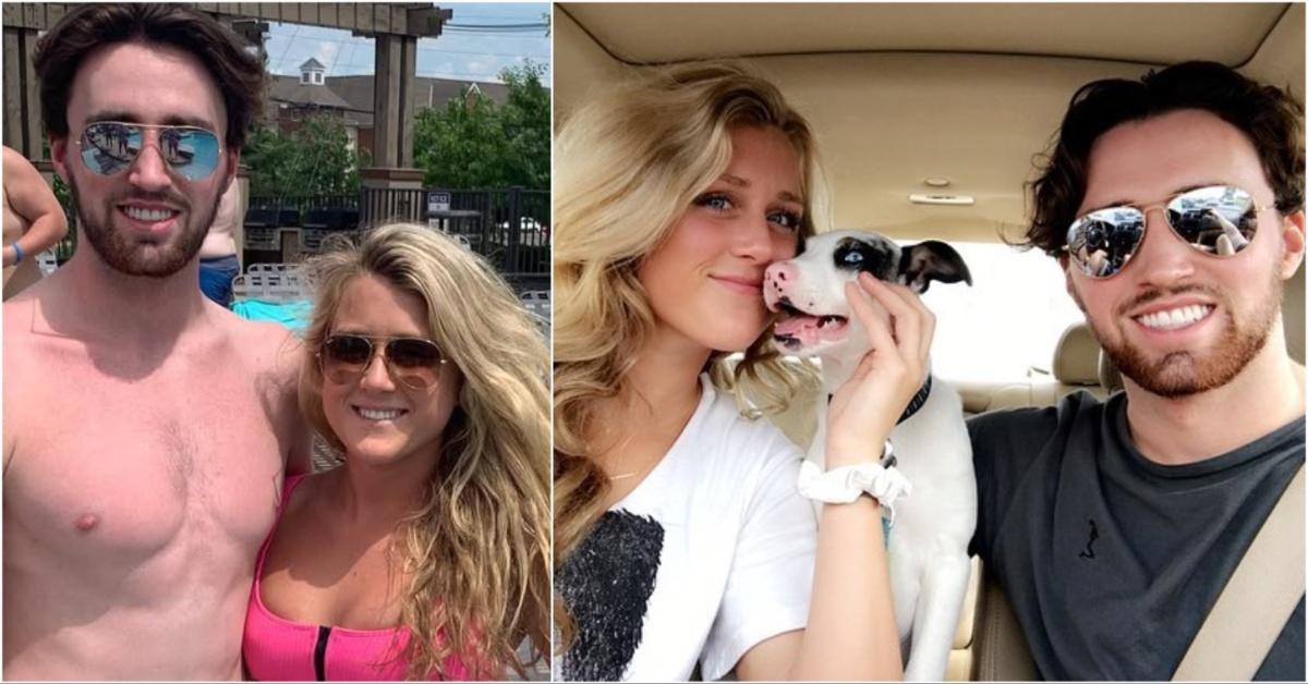 Collage of Riley Gaines and her husband