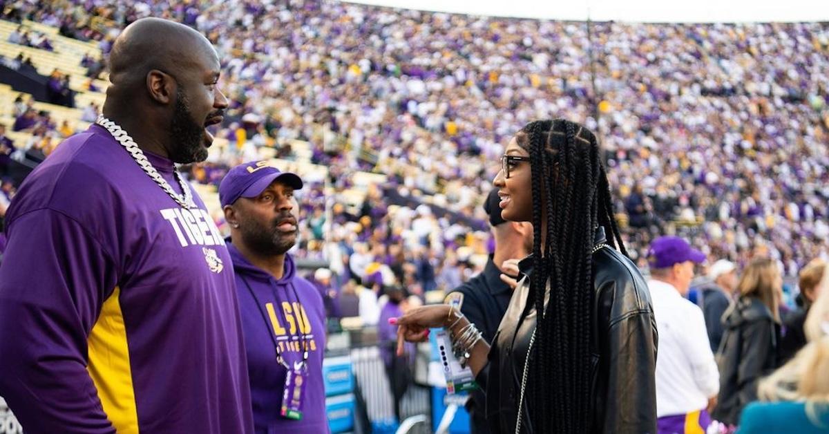 Shaquille O'Neal and Angel Reese first meet at an LSU football game