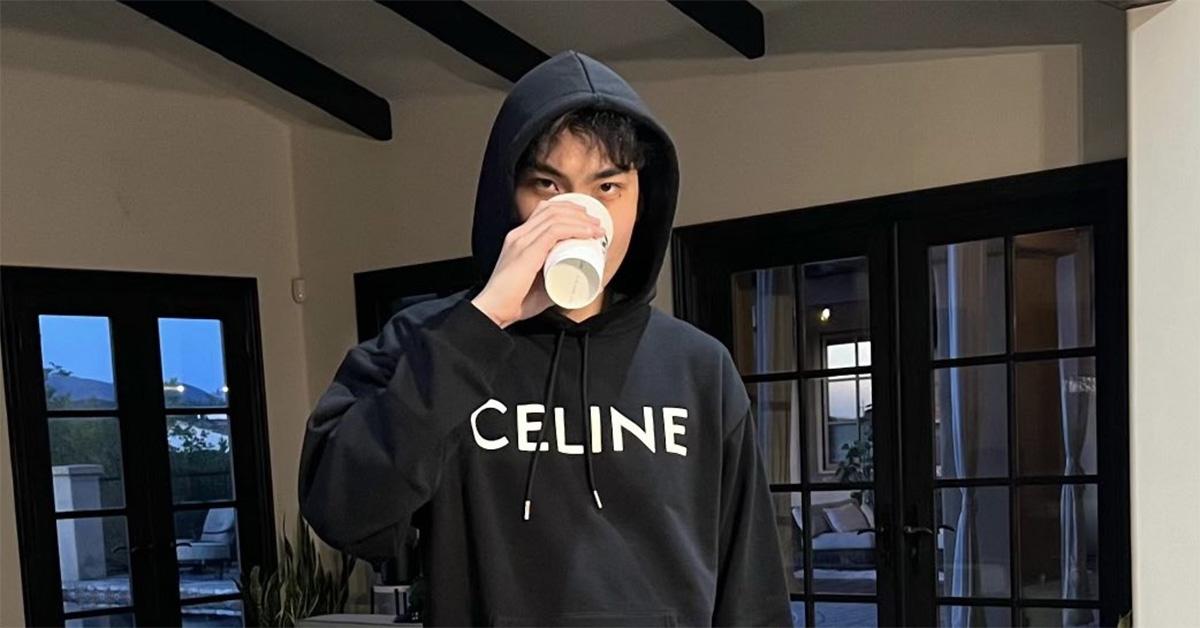 RiceGum drinking from a coffee cup. 