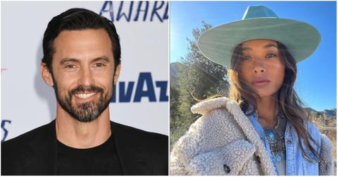 Milo Ventimiglia and his wife, Jarah Mariano, at separate places.