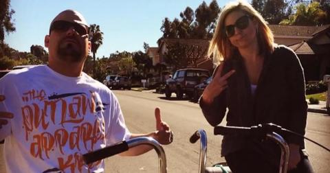 Jarrod Schulz and Brandi Passante on bikes.