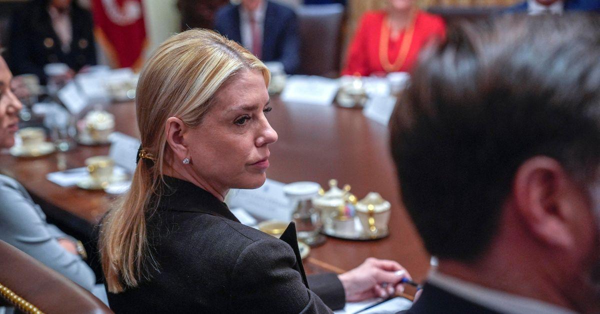 Pam Bondi at a cabinet meeting in 2025.
