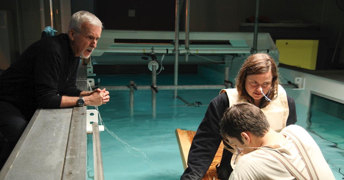 'TItanic: 25 Years Later' James Cameron with stunt performers. 