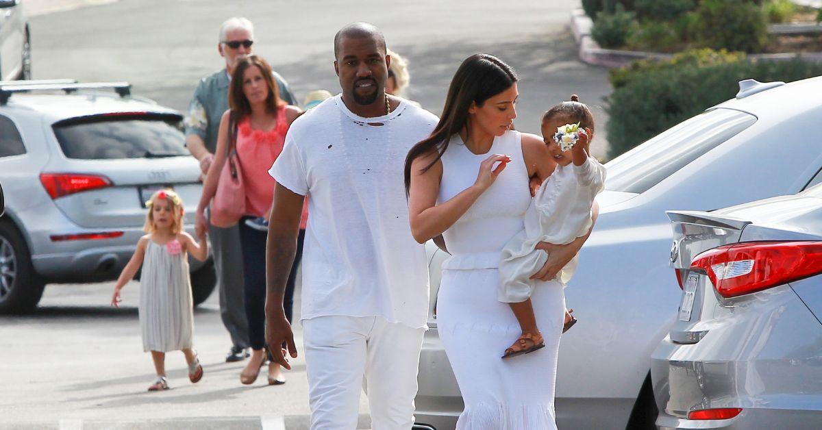 Kim Kardashian, Kanye West, and North West are seen at church for Easter