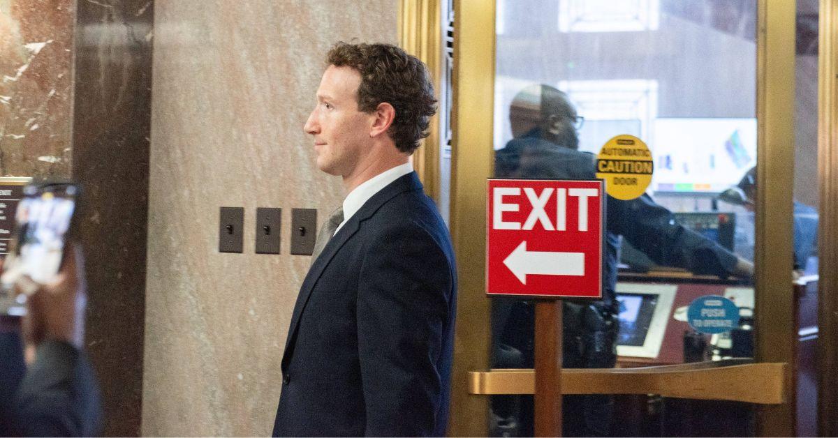 Mark Zuckerberg leaving a Congressional hearing. 