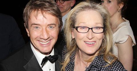 Martin Short and Meryl Streep backstage at "It's Only a Play" on Broadway at The Jacobs Theater on Feb. 3, 2015