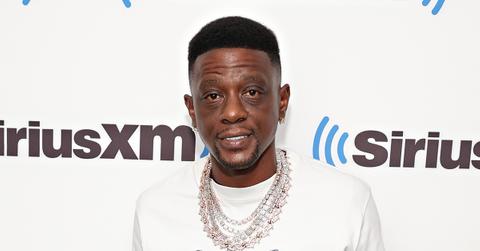 Lil Boosie in a white t-shirt on the red carpet.