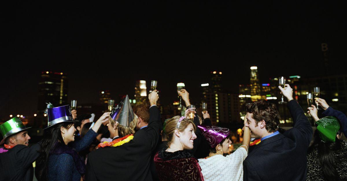 A group of friends at a New Years Eve party