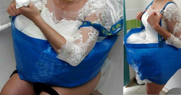 Bride's IKEA Bag Hack Helps Her Use the Bathroom on Her Big Day