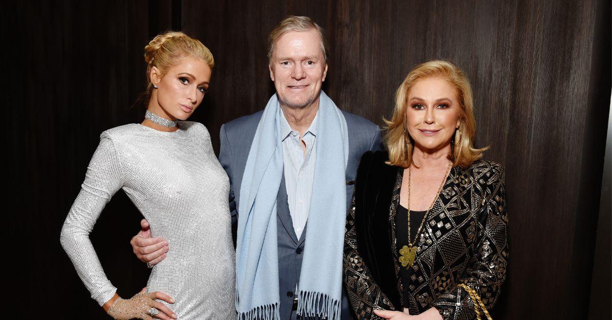 Paris Hilton, Rick Hilton, Kathy Hilton pose for a photo
