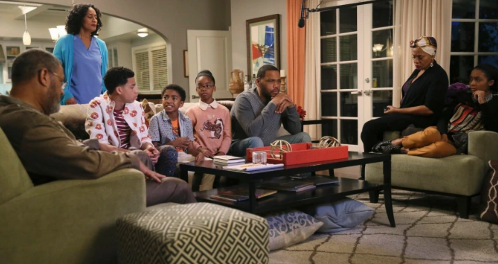 The Johnson family having a discussion about police brutality on 'Black-ish'.