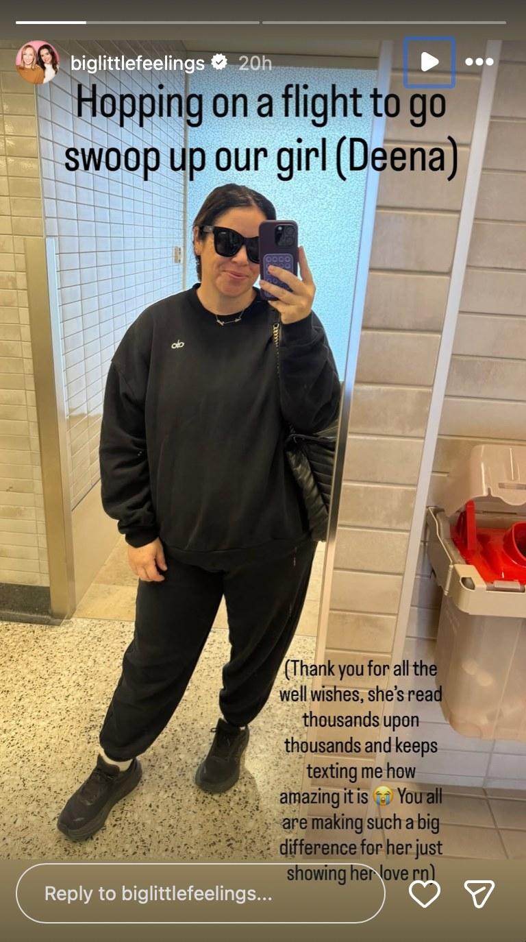 Kristin traveled to go check on Deena and make sure she was okay.