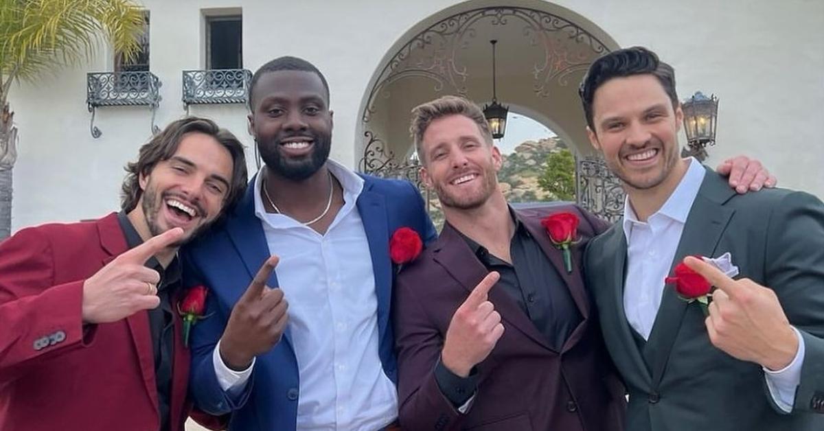 Sam M. with other Bachelorette contestants outside