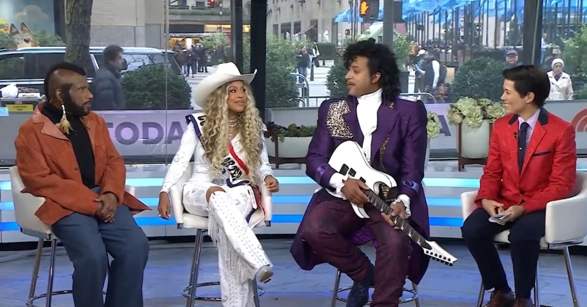 (l-r): Al Roker as Mr. T, Sheinelle Jones as Beyonce, Craig Melvin as Prince, and Dylan Dreyer as Frankie Valli on 'Today'