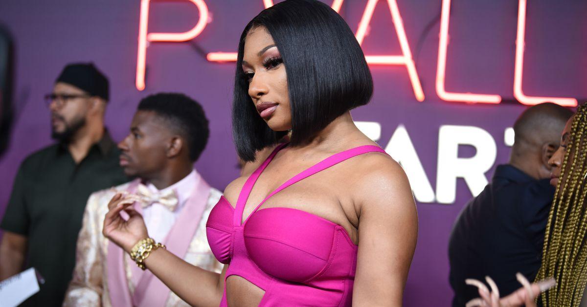 Megan Thee Stallion posing at the 'P-Valley' Season 2 premiere.