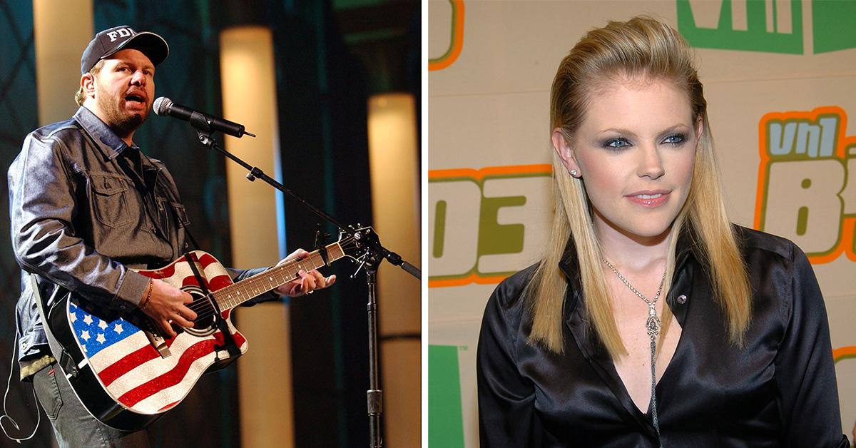 Toby Keith and Natalie MAines at separate events in 2002 and 2003. 