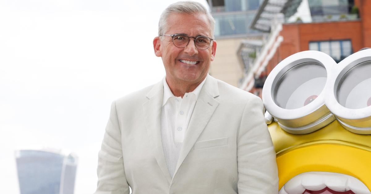 steve carell in white suit with gray hair