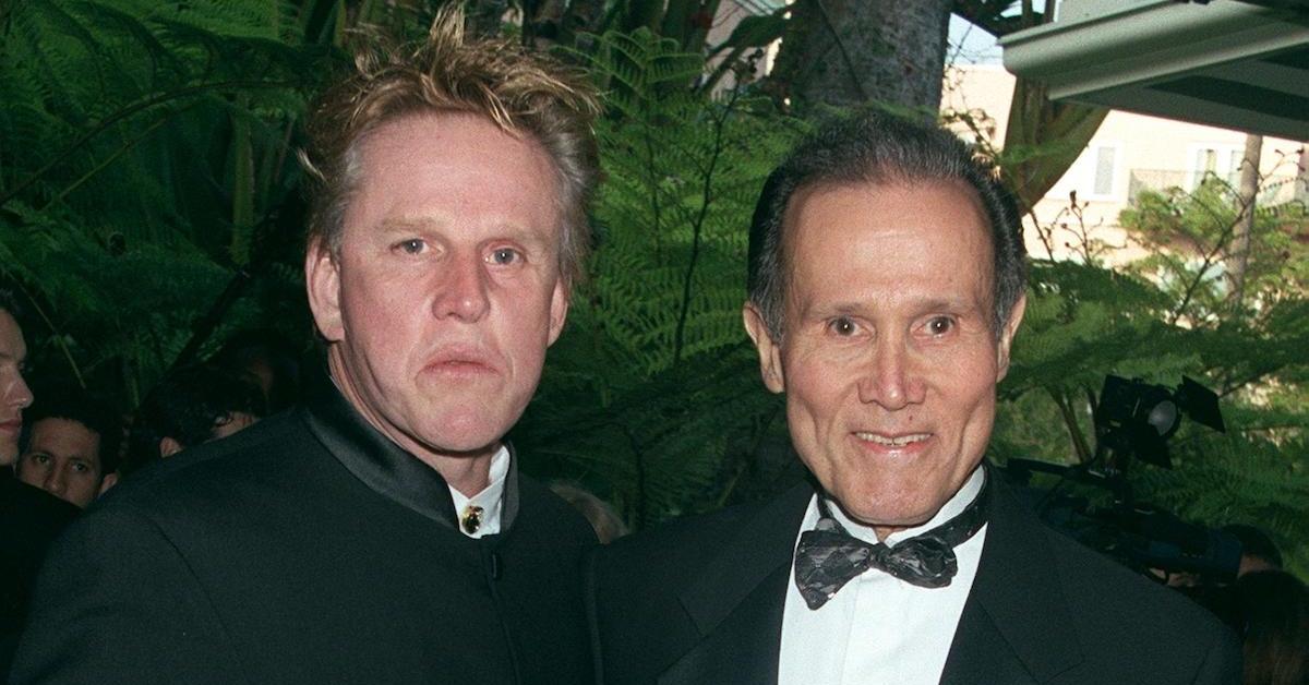 Actors Gary Busey and Henry Silva at an Oscar party in 2001