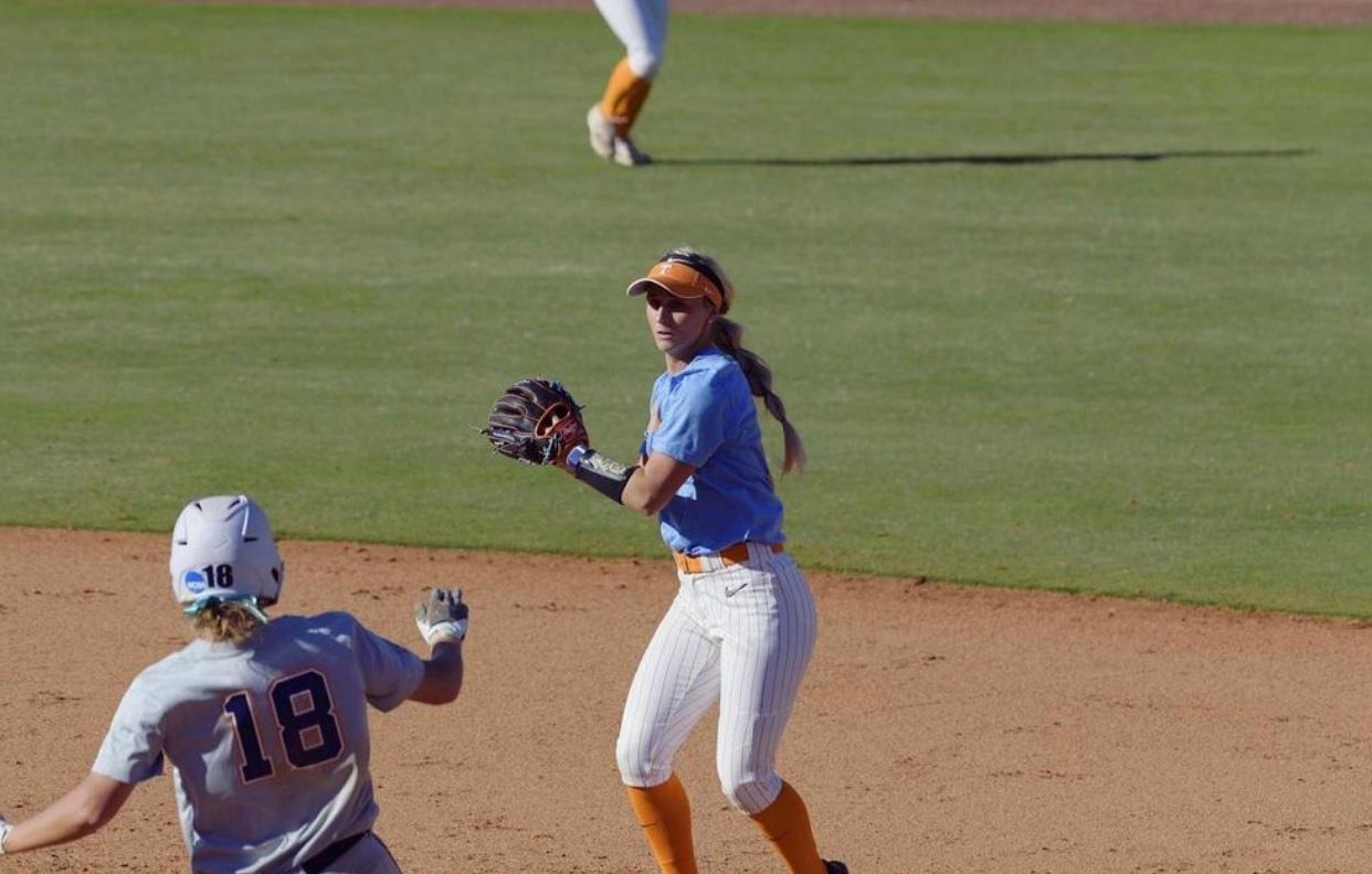 Mackenzie Donihoo playing softball for Tennessee