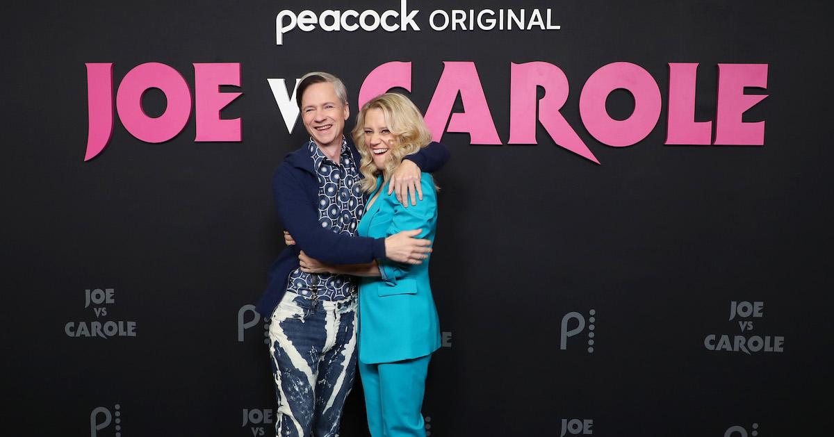 John Cameron Mitchell aKate McKinnon attend Peacock's "Joe vs Carole" Photo Call at 30 Rockefeller Plaza on March 01, 2022 in New York City. 