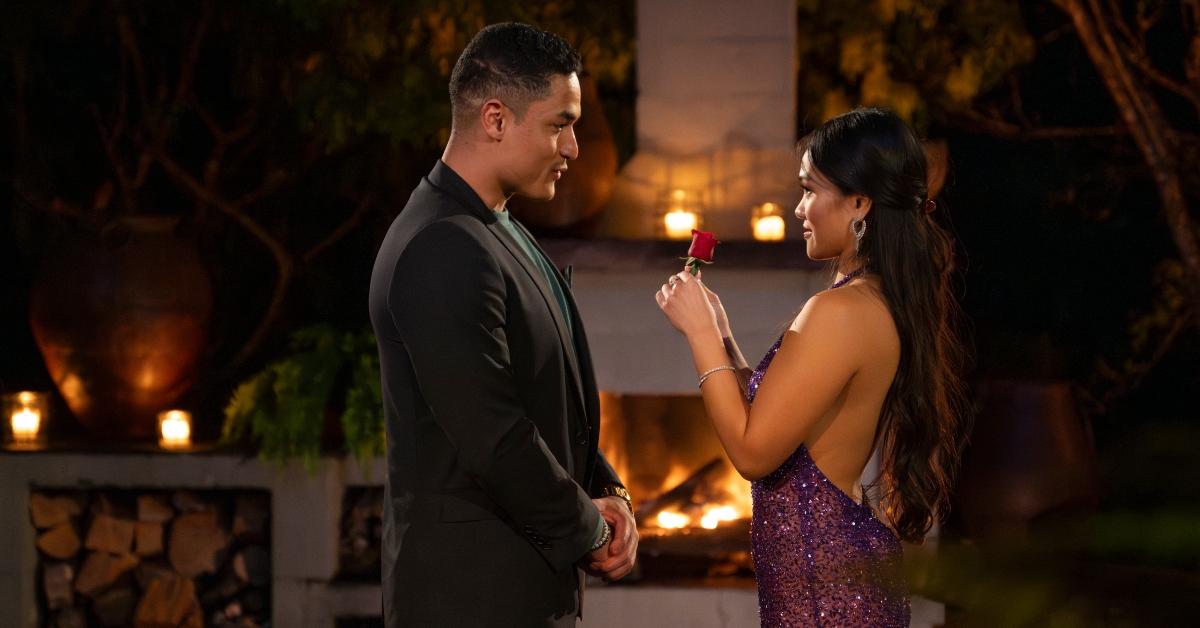 Jenn gives Marcus a rose at the rose ceremony on The Bachelorette