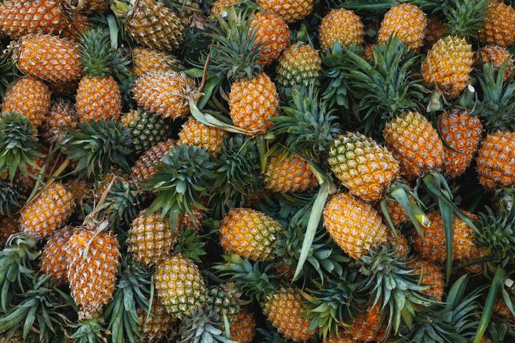 A bunch of ripe pineapples