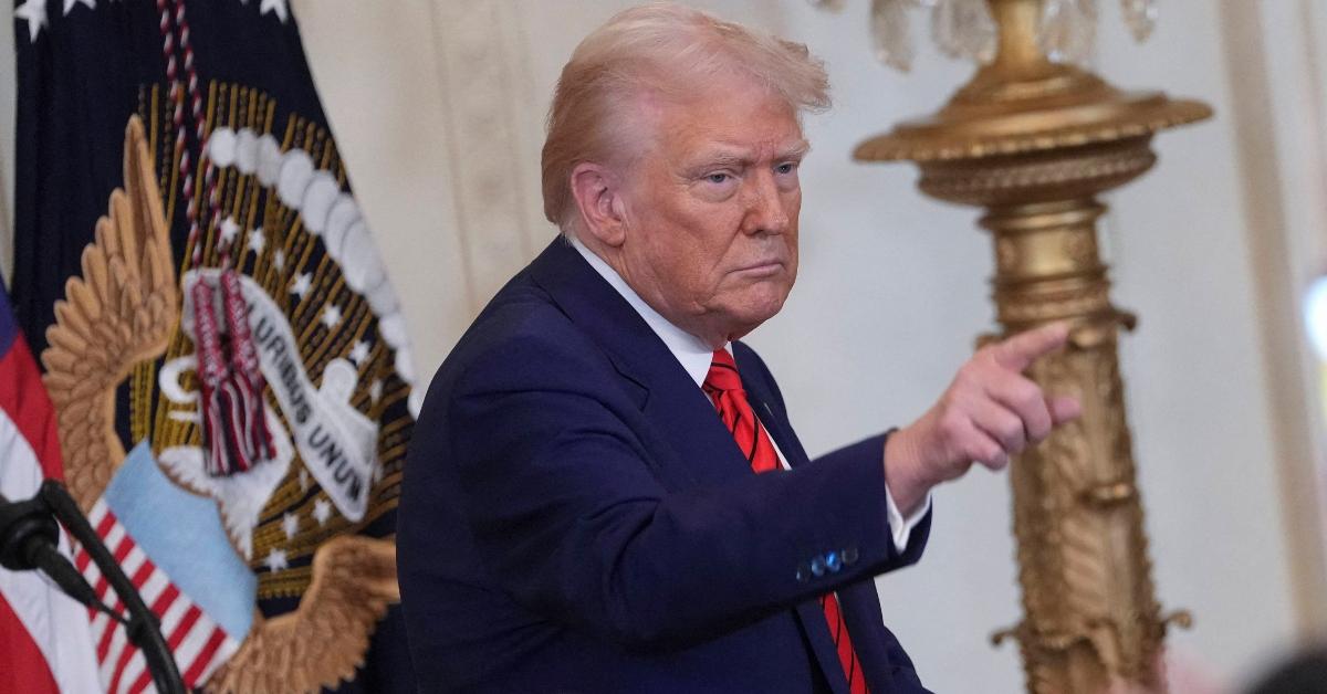 President Donald Trump pointing