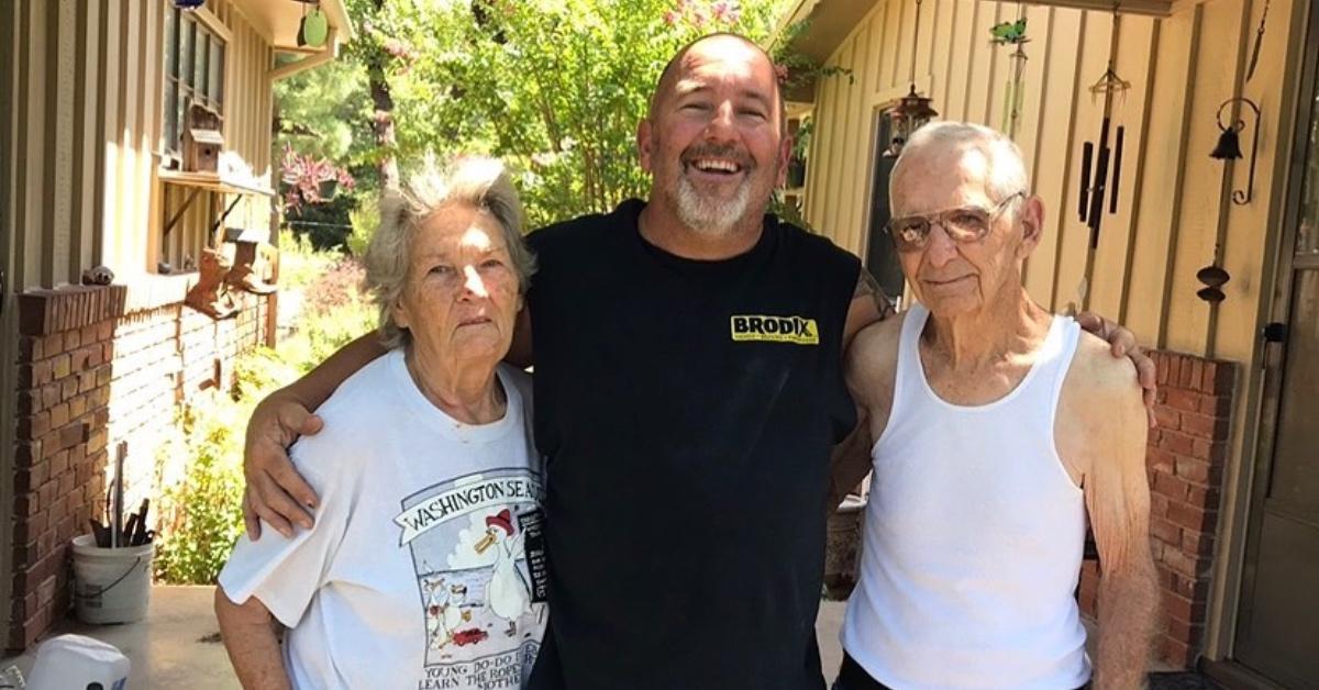 Chuck Seitsinger poses with his grandparents.