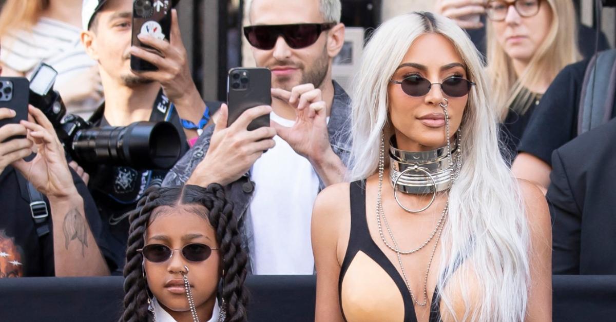 (l-r): North West and Kim Kardashian on the red carpet