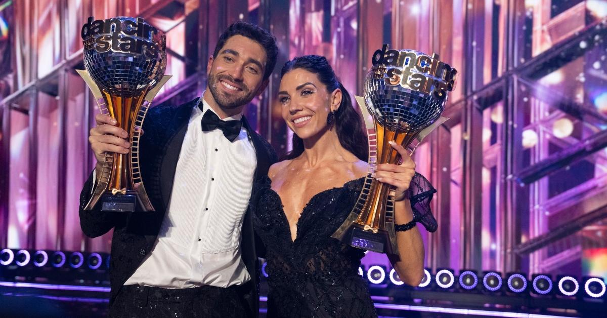 Joey and Jenna with their Mirrorball trophies on DWTS