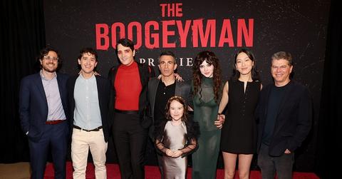 Dan Cohen, Rob Savage, David Dastmalchian, Chris Messina, Vivien Lyra Blair, Sophie Thatcher, Madison Hu and Dan Levine attend the premiere of "The Boogeyman" at El Capitan Theatre in Hollywood, California