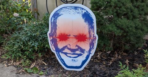 A sign for Joe Biden's presidential re-election campaign using the Dark Brandon meme